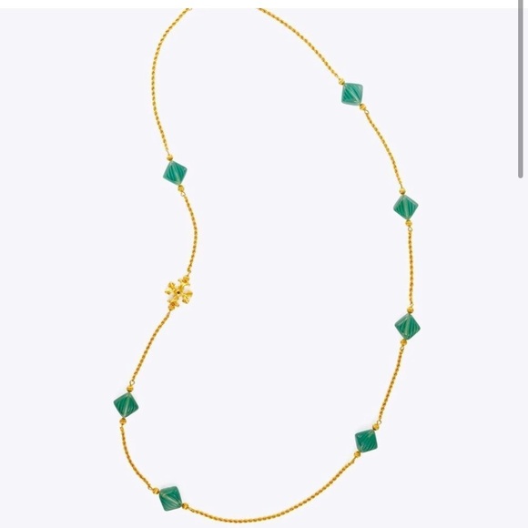 Tory Burch logo emerald necklace - Picture 2 of 4